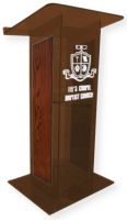 Amplivox SN354024 Smoked Acrylic with Mahogany Panel Lectern; Stands 47.5" high with a unique "H" design; (4) rubber feet under the base to keep the lectern from sliding; Ships fully assembled; Product Dimensions 27.0" W x 47.5" H (Front), 42.0" H (Back) x 16.0" D; Weight 37.5 lbs; Shipping Weight 90 lbs; UPC 734680430795 (SN354024 SN-354024-MH SN-3540-24MH AMPLIVOXSN354024 AMPLIVOX-SN3540-24 AMPLIVOX-SN-354024) 