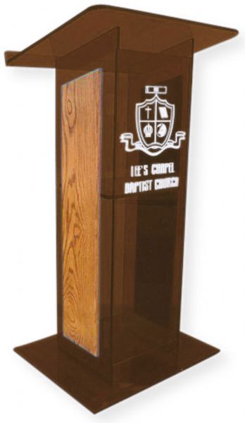 Amplivox SN354026 Smoked Acrylic with Oak Panel Lectern; Stands 47.5