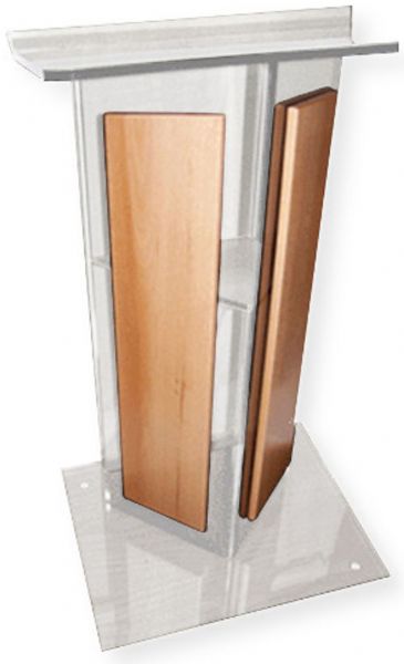Amplivox SN354506 Clear Acrylic with Oak Panel Lectern; Stands 47.5