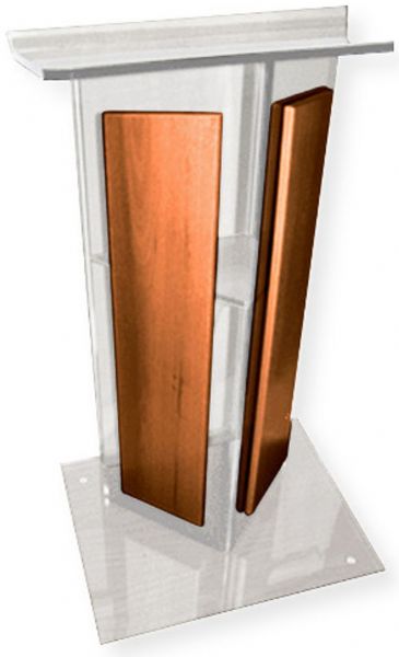 Amplivox SN354507 Clear Acrylic with Walnut Panel Lectern; Stands 47.5