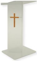 Amplivox SN354510 Frosted Acrylic Floor Lectern; Stands 47.5" high with a unique "V" design; (4) rubber feet under the base to keep the lectern from sliding; Wood cross not included (SA006); Ships fully assembled; Product Dimensions 27.0" W x 47.5" H (Front), 42.0" H (Back) x 16.0" D; Weight 37.5 lbs; Shipping Weight 90 lbs; UPC 734680431198 (SN354510 SN-354510- SN-3545-10 AMPLIVOXSN354510 AMPLIVOX-SN3545-10 AMPLIVOX-SN-354510) 
