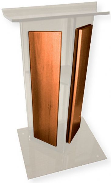 Amplivox SN354517 Frosted Acrylic with Walnut Panel Lectern; Stands 47.5