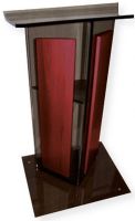 Amplivox SN354524 Smoked Acrylic with Mahogany Panel Lectern; Stands 47.5" high with a unique "V" design; (4) rubber feet under the base to keep the lectern from sliding; Ships fully assembled; Product Dimensions 27.0" W x 47.5" H (Front), 42.0" H (Back) x 16.0" D; Weight 40 lbs; Shipping Weight 90 lbs; UPC 734680431235 (SN354524 SN-354524-MH SN-3545-24MH AMPLIVOXSN354524 AMPLIVOX-SN3545-24 AMPLIVOX-SN-354524) 