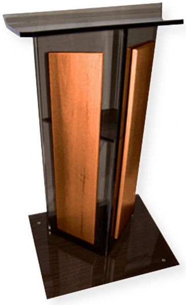Amplivox SN354527 Smoked Acrylic with Walnut Panel Lectern; Stands 47.5