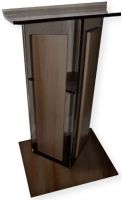 Amplivox SN355027 Smoked Acrylic with Walnut Wood Panels and Base Lectern; Stands 47.5" high with a unique "V" design; (4) rubber feet under the base to keep the lectern from sliding; Ships fully assembled; Product Dimensions 27.0" W x 47.5" H (Front), 42.0" H (Back) x 16.0" D; Weight 50 lbs; Shipping Weight 90 lbs; UPC 734680431396 (SN355027 SN-355027-WT SN-3550-27WT AMPLIVOXSN355027 AMPLIVOX-SN3550-27 AMPLIVOX-SN-355027) 