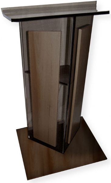 Amplivox SN355027 Smoked Acrylic with Walnut Wood Panels and Base Lectern; Stands 47.5