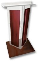 Amplivox SN355034 Clear Acrylic V-Design Lectern with Mahogany Wood Panels and Base, 27" Width; Offers a wide reading surface that gives you plenty of self confidence while presenting; Stands 47.5" inches high with a unique "V" design lectern; Ideal for conference rooms presentation; UPC 734680431549 (AMPLIAVOXSN355034 AMPLIAVOX SN355034 SN 355034 AMPLIAVOX-SN355034 SN-355034) 
