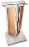 Amplivox SN355036 Clear Acrylic V-Design Lectern with Oak Wood Panels and Base, 27" Width; Offers a wide reading surface that gives you plenty of self confidence while presenting; Stands 47.5" inches high with a unique "V" design lectern; Ideal for conference rooms presentation; UPC 734680431556 (AMPLIAVOXSN355036 AMPLIAVOX SN355036 SN 355036 AMPLIAVOX-SN355036 SN-355036) 
