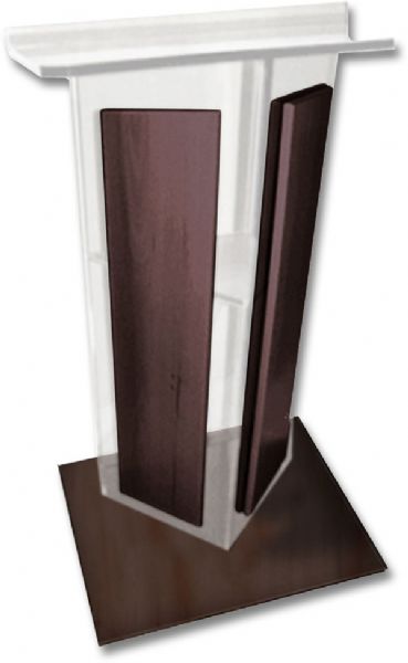 Amplivox SN355037 Clear Acrylic V-Design Lectern with Walnut Wood Panels and Base, 27