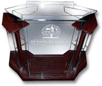 Amplivox SN355534 Deluxe Clear Acrylic Floor Lectern with Mahogany Wood Accent, 42" Width; Mahogany color; Durable, thick acrylic; Lip for placing presentation materials; Dimensions 53.9" x 24" x 48.0"; Weight 125.66 Lbs; UPC 734680431648 (AMPLIAVOXSN355534 AMPLIAVOX SN355534 SN 355534 AMPLIAVOX-SN355534 SN-355534) 