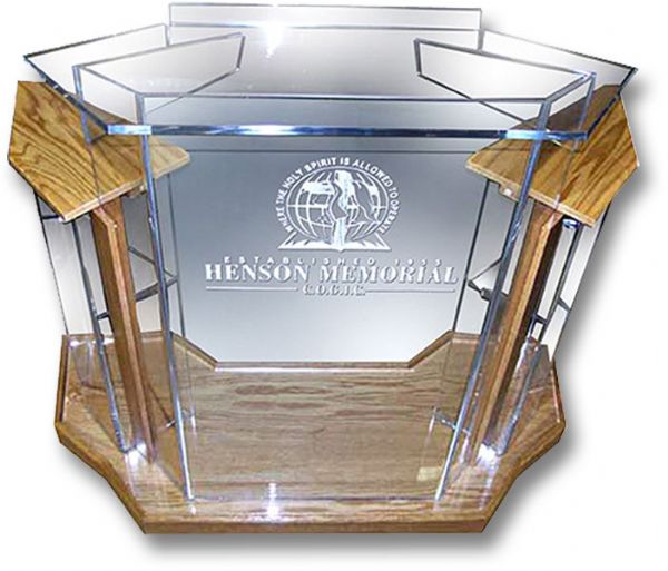Amplivox SN355536 Deluxe Clear Acrylic Floor Lectern with Oak Wood Accent, 42