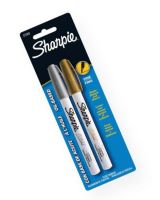Sharpie SN37368 Oil-Based Metallic Paint Fine Marker 2-Pack; Permanent, opaque, and glossy on light and dark surfaces; Quick drying, fade-, abrasion-, and water-resistant paint; AP certified and xylene free; Marks on virtually any surface including metal, pottery, wood, rubber, glass, plastic, and stone; Sold as a gold and silver 2-pack; Shipping Weight 0.09 lb; Shipping Dimensions 7.6 x 2.5 x 0.75 in; UPC 071641373686 (SHARPIESN37368 SHARPIE-SN37368 SHARPIE/SN37368 DRAWING MARKER SKETCHING) 