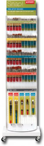 Princeton SNAP1D Snap, Brush Display; 240 assorted short handle brushes, 240 assorted long handle brushes, and 6 each of 5 different sets; Dimensions 16