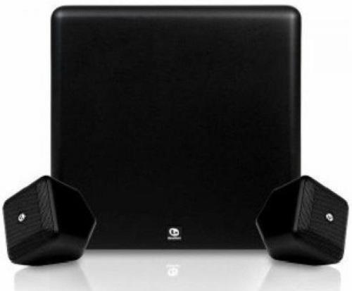 Boston SNDWREXS2.1 Acoustics Soundware XS 2.1 Home Stereo Speaker System (Black); SoundWare XS satellite speakers are incredibly small yet provide big high performance sound; Satellites feature 1/2
