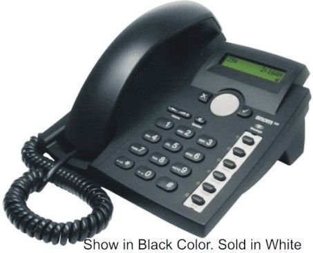 Snom Technology 300-WH SIP Based IP Phone, White, 2 x 16 character display with backlit, 27 keys, 7 LEDs, 6 programmable function keys, 2 Ethernet ports, 4 SIP identities (accounts), Headset connection, SIP RFC3261, Power over Ethernet, Headset connection, SIP RFC3261, Caller-ID, Message waiting indication LED, UPC 811819010544 (SNOM300WH SNOM-300WH SNO-300 SNO-300-WH 300-WH)