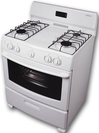 Sunbeam SNS3GMLSAW  Freestanding Gas Range with 4 Sealed Burners, Electronic Ignition & Manual Clean Oven, 30