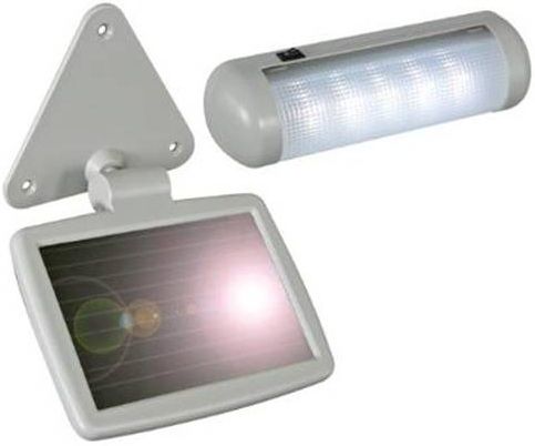 Velleman SOL9 Solar Shed Light Cell Charger LED Light Combo; Easy to install; Perfect for camping or any place without an electrical outlet; Requires no extra wiring; Comes with mounting kit; On/off toggle switch on side; 5.7