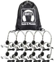 HamiltonBuhl SOP-MS2LV Sack-O-Phones with (10) MS2LV Personal Headphones with Leatherette Ear Cushions and Volume in a (1) Sack-O-Phone Carry Bag, Replaceable Leatherette Cushions, Automatic Stereo/Mono Smart, 1/8" Stereo/Mono Jacketed Plug, 1/4" Stereo/Mono Screw-On Adapter, 9 feet Cord, UPC 681181320790 (HAMILTONBUHLSOPMS2LV SOPMS2LV SOP MS2LV) 