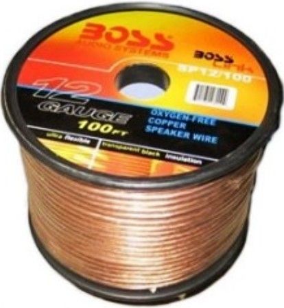 Boss Audio SP12/100 Oxygen-Free Copper Speaker Wire, 100 ft. Length, 12 Gauge, Ultra Flexible, Made from Oxygen-Free Copper, Maintains a high-quality audio path, No signal degradation, UPC 791489280099 (SP12100 SP12-100 SP12 100)