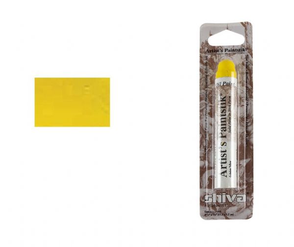 Shiva SP121218 Paintstik Oil Paint Artist Color Cadmium Yellow; Made from refined linseed oil blended with a quality pigment and solidified into a convenient stick form for a rich, creamy, buttery consistency; Ideal for sketching, outlining, or covering large areas and colors are mixable; Can be spread or blended and used in conjunction with conventional oil paint; No unpleasant odors or fumes; UPC 717304061209 (SHIVASP121218 SHIVA-SP121218 PAINTSTIK/SP121218 SP121218 ARTWORK DRAWING)