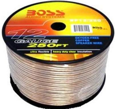 Boss Audio SP12/250 Oxygen-Free Copper Speaker Wire, 100 ft. Length, 12 Gauge, Ultra Flexible, Made from Oxygen-Free Copper, Maintains a high-quality audio path, No signal degradation, UPC 791489280105 (SP12250 SP12-250 SP12 250)