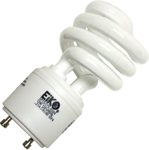 Eiko SP13/27-GU24 model 05255 Compact Fluorescent Light Bulb, 120 Volts, 13 Watts, 3.622/92 MOL in/mm, 1.811/46 MOD in/mm, 10000 Average Life, GU24 Base, 80 CRI, 800 Approx Initial Lumens, Energy Star Approvals, 1.6 mg Mercury Content, 2700 Color Temperature degrees of Kelvin, UPC 031293052551 (05255 SP1327GU24 SP13-27-GU24 SP13 27 GU24 EIKO05255 EIKO-05255 EIKO 05255)