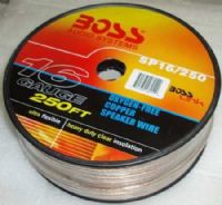 Boss Audio SP16/250 Oxygen-Free Copper Speaker Wire Audio Cable, 250 ft. Length, 16 Gauge, Ultra Flexible, Heavy Duty Clear Insulation, UPC 791489280129 (SP16250 SP16-250 SP16 250) 