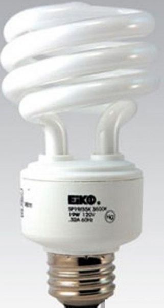 Eiko SP19/50K model 05668 Spiral Shaped, 120 Volts, 20 Watts, 4.73/120 MOL in/mm, 2.36/60.0 MOD in/mm, 10000 Avg Life, E26 Medium Screw Base, 5000 degrees of Kelvin Color Temperature, 75W Std Incandescent Replaces, 82 CRI, 1350 Approx Initial Lumens, -18C min Operating Temp, UL/CSA, Energy Star, TCLP Compliant Approvals, Less Than 4 mg Mercury Content, UPC 031293056689 (05668 SP1950K SP19-50K SP19 50K EIKO05668 EIKO-05668)