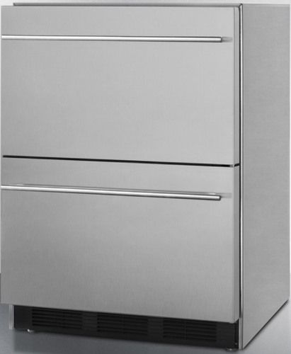 Summit SP6DS2DOS7ADA ADA Compliant HeightTwo-drawer Commercial Outdoor All-refrigerator in Complete Stainless Steel, 3.1 cu.ft. Capacity, Weatherproof design, Automatic defrost, Ground Fault Circuit Interrupter, Sealed back, Two slide-out drawers include sleek stainless steel handles, Adjustable thermostat, Magnetic gaskets (SP6-DS2DOS7ADA SP6DS2D-OS7ADA SP6DS2DOS7 SP6DS2DOS SP6DS2)