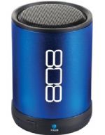 808 SP880BL Canz Bluetooth Wireless Speaker - Blue; 30-foot wireless operating range; Bluetooth v2.1 (profile A2DP); LED pairing indicator, and pairing button; Includes: 1 CANZ speaker, USB charging cable and an Aux-in cable; Dimensions: 3.19 inches high by 2.36 inches wide; Warranty: 1 Year Limited Warranty; Color: Blue; UPC 044476114755 (SP880BL SP-880BL) 