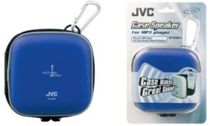 JVC SP-AP200A MP3 Case with Amp and Speaker, 500 mW Power Rating, 25mm Drivers, 9.8 inch Cord, Gold plated mini plug, 2x AAA Batteries DC Power Requirements, Gold plated mini plug (SPAP200A SP AP200A)