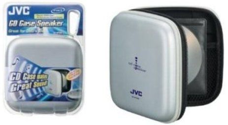 JVC SP-AP300S Disc Case with Built in NXT Flat-Panel Speaker Technology 500mW max output in Blue, Stores 20 CDs or portable CD/MP3 player, 25mm Drivers, 9.8 inch Cord, Gold plated mini plug, Up to 15 hours battery life on 2 AA batteries (SPAP300S SP AP300S)