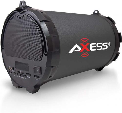 Axess SPBT1032-BK Portable Bluetooth Indoor/Outdoor 2.1 Hi-Fi Loud Speaker with Digital Screen, SD Card, USB, AUX And FM Inputs, 5.25 inch Sub In Black; Secure simple pairing for user-friendly operating; 32 ft (10 meters) operating range; Aux Line-in function: Suitable for PC, MID, TV and other audio devices; With Equalizer function (compatible with USB and SD card only); Two gear controls for volume and tone; UPC  818443012951 (SPBT1032BK SPBT1032-BK SPBT1032-BK)