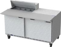 Beverage Air SPE60HC-08C Two Door Cutting Top Refrigerated Sandwich Prep Table with 17" Wide Cutting Board - 60", 17.1 cu. ft. Capacity, 9.6 Amps, 60 Hertz, 1 Phase, 8 Pans - 1/6 Size Pan Capacity, 33° - 40° Degrees F Temperature Range, 60" W x 17" D Cutting Board Dimensions, 60" Nominal Width, Heavy-duty pan supports keep your pans securely in place, Tested to perform in ambient temperatures of 100°Fahrenheit (SPE60HC-08C SPE60HC 08C SPE60HC08C) 