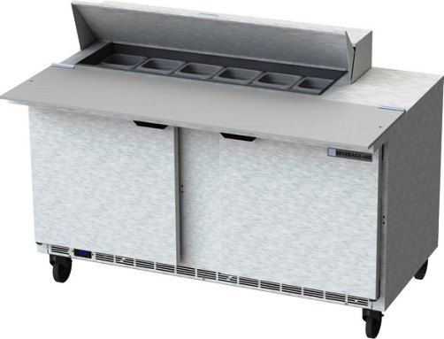 Beverage Air SPE60HC-12C Two Door Cutting Top Refrigerated Sandwich Prep Table with 17