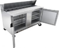 Beverage Air SPE60HC-16 Elite Series 60" Two Door Refrigerated Sandwich Prep Table, 17.1 cu. ft. Capacity, 9.6 Amps, 60 Hertz, 1 Phase, 16 Pans - 1/6 Size Pan Capacity, 2 Number of Doors, 2 Number of Shelves, 33° - 40° Degrees F Temperature Range, 36.13" Work Surface Height, 60" Nominal Width, Heavy-duty pan supports keep your pans securely in place, Tested to perform in ambient temperatures of 120°Fahrenheit (SPE60HC-16 SPE60HC 16 SPE60HC16) 