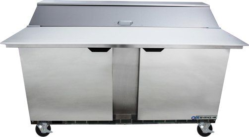 Beverage Air SPE60HC-16C Two Door Cutting Top Refrigerated Sandwich Prep Table with 17