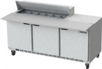 Beverage Air SPE72HC-12C Elite Series 3 Door Cutting Top Refrigerated Sandwich Prep Table with 17" Wide Cutting Board - 72", 21.5 cu. ft. Capacity, 9.6 Amps, 60 Hertz, 1 Phase, 115 Voltage, 12 Pans - 1/6 Size Pan Capacity, 1/3 HP Horsepower, 3 Number of Doors, 6 Number of Shelves, 33° - 40° F Temperature Range, 72" Nominal Width, Bottom Mounted Compressor Location, Side / Rear Breathing Compressor Style (SPE72HC-12C SPE72HC 12C SPE72HC12C) 