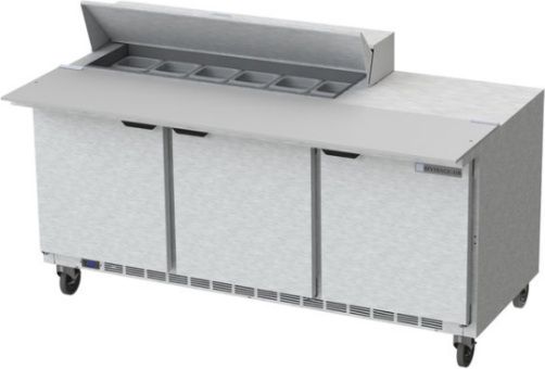 Beverage Air SPE72HC-12C Elite Series 3 Door Cutting Top Refrigerated Sandwich Prep Table with 17