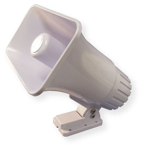 Speco Model SPC15RP Weatherproof White ABS PA Public Address Speaker Horn; All weather trumpet horn; Dimensions: 5