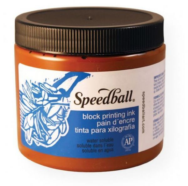 Speedball 3706 Water Soluble Block Printing Ink 16 oz Brown; Dries to a rich, satiny finish; Easy clean up with water; Super for all printing surfaces including linoleum, wood, Flexible Printing Plate, Speedy-Cut, Speedy Stamp blocks, and Polyprint; Excellent for use in schools and at home; Ink conforms to ASTMD-4236; 16 oz; Brown; Shipping Weight 1.80 lbs; Shipping Dimensions 3.62 x 3.62 x 3.50 inches; UPC 651032037061 (SPEEDBALL3706 SPEEDBALL-3706  INK PRINTMAKING)