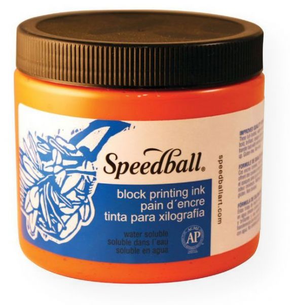 Speedball 3707 Water Soluble Block Printing Ink 16 oz Orange; Dries to a rich, satiny finish; Easy clean up with water; Super for all printing surfaces including linoleum, wood, Flexible Printing Plate, Speedy-Cut, Speedy Stamp blocks, and Polyprint; Excellent for use in schools and at home; Ink conforms to ASTMD-4236; 16 oz; Orange; Shipping Weight 1.80 lbs; Shipping Dimensions 3.62 x 3.62 x 3.50 inches; UPC 651032037078 (SPEEDBALL3707 SPEEDBALL-3707 INK PRINTMAKING)