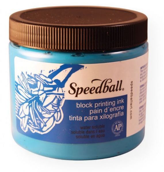 Speedball 3709 Water Soluble Block Printing Ink 16 oz Turquoise; Dries to a rich, satiny finish; Easy clean up with water; Super for all printing surfaces including linoleum, wood, Flexible Printing Plate, Speedy-Cut, Speedy Stamp blocks, and Polyprint; Excellent for use in schools and at home; Ink conforms to ASTMD-4236; 16 oz; Turquoise; Shipping Weight 1.80 lbs; Shipping Dimensions 3.62 x 3.62 x 3.50 inches; UPC 651032037092 (SPEEDBALL3709 SPEEDBALL-3709 INK PRINTMAKING)