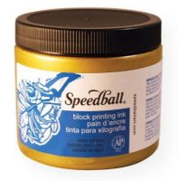 Speedball 3713 Water Soluble Block Printing Ink 16 oz. Gold; Dries to a rich, satiny finish; Easy clean up with water; Super for all printing surfaces including linoleum, wood, Flexible Printing Plate, Speedy-Cut, Speedy Stamp blocks, and Polyprint; Excellent for use in schools and at home; Ink conforms to ASTMD-4236; 16 oz; Gold; Shipping Weight 1.80 lbs; Shipping Dimensions 3.62 x 3.62 x 3.50 inches; UPC 651032037139 (SPEEDBALL3713 SPEEDBALL-3713 PAINTING) 