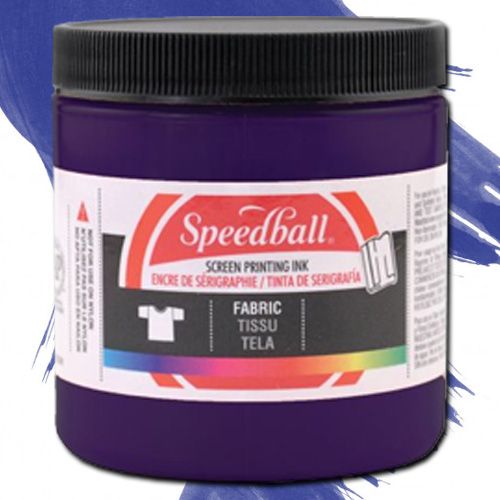 Speedball 4550 Fabric Screen Printing Ink Violet, 8 oz; Brilliant colors, including process colors, for use on cotton, polyester, blends, linen, rayon, and other synthetic fibers; NOT for use on nylon; Also works great on paper and cardboard; Wash-fast when properly heatset; Non-flammable, contains no solvents or offensive smell; AP non-toxic; Conforms to ASTM D-4236; UPC 651032045509 (SPEEDBALL 4550 ALVIN 8oz VIOLET)