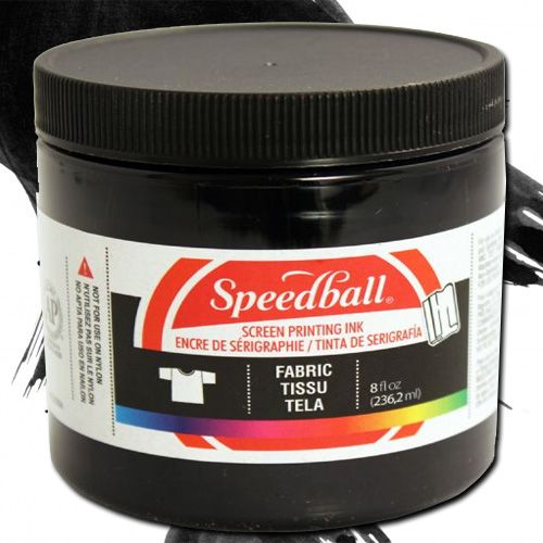 Speedball 4560 Fabric Screen Printing Ink Black, 8 oz; Brilliant colors, including process colors, for use on cotton, polyester, blends, linen, rayon, and other synthetic fibers; NOT for use on nylon; Also works great on paper and cardboard; Wash-fast when properly heatset; Non-flammable, contains no solvents or offensive smell; AP non-toxic; Conforms to ASTM D-4236; UPC 651032045608 (SPEEDBALL 4560 ALVIN 8oz BLACK)