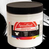 Speedball 4563 Fabric Screen Printing Ink White, 8 oz; Brilliant colors, including process colors, for use on cotton, polyester, blends, linen, rayon, and other synthetic fibers; NOT for use on nylon; Also works great on paper and cardboard; Wash-fast when properly heatset; Non-flammable, contains no solvents or offensive smell; AP non-toxic; Conforms to ASTM D-4236; UPC 651032045639 (SPEEDBALL 4563 ALVIN 8oz WHITE) 