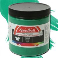Speedball 4564 Fabric Screen Printing Ink Green, 8 oz; Brilliant colors, including process colors, for use on cotton, polyester, blends, linen, rayon, and other synthetic fibers; NOT for use on nylon; Also works great on paper and cardboard; Wash-fast when properly heatset; Non-flammable, contains no solvents or offensive smell; AP non-toxic; Conforms to ASTM D-4236; UPC 651032045646 (SPEEDBALL 4564 ALVIN 8oz GREEN) 