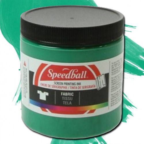 Speedball 4564 Fabric Screen Printing Ink Green, 8 oz; Brilliant colors, including process colors, for use on cotton, polyester, blends, linen, rayon, and other synthetic fibers; NOT for use on nylon; Also works great on paper and cardboard; Wash-fast when properly heatset; Non-flammable, contains no solvents or offensive smell; AP non-toxic; Conforms to ASTM D-4236; UPC 651032045646 (SPEEDBALL 4564 ALVIN 8oz GREEN)