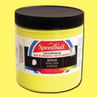 Speedball 4621 Acrylic Screen Printing Primrose Yellow, 8 oz; Brilliant colors for use on paper, wood, and cardboard; Cleans up easily with water; Non-flammable, contains no solvents; AP non-toxic, conforms to ASTM D-4236; Can be screen printed or painted on with a brush; Archival qualities; 8 oz. Primrose Yellow; Dimensions 2.88" x 2.88" x 3.25"; Weight 0.84 lbs; UPC 651032046216 (SPEEDBALL 4621 ALVIN 8oz PRINTING YELLOW) 